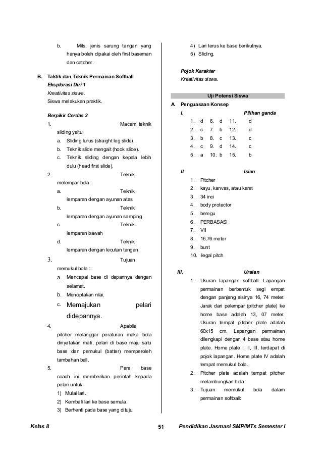 Kunci Jawaban Penjaskes Kelas 8 Bab 2 Essay Bakul Soal